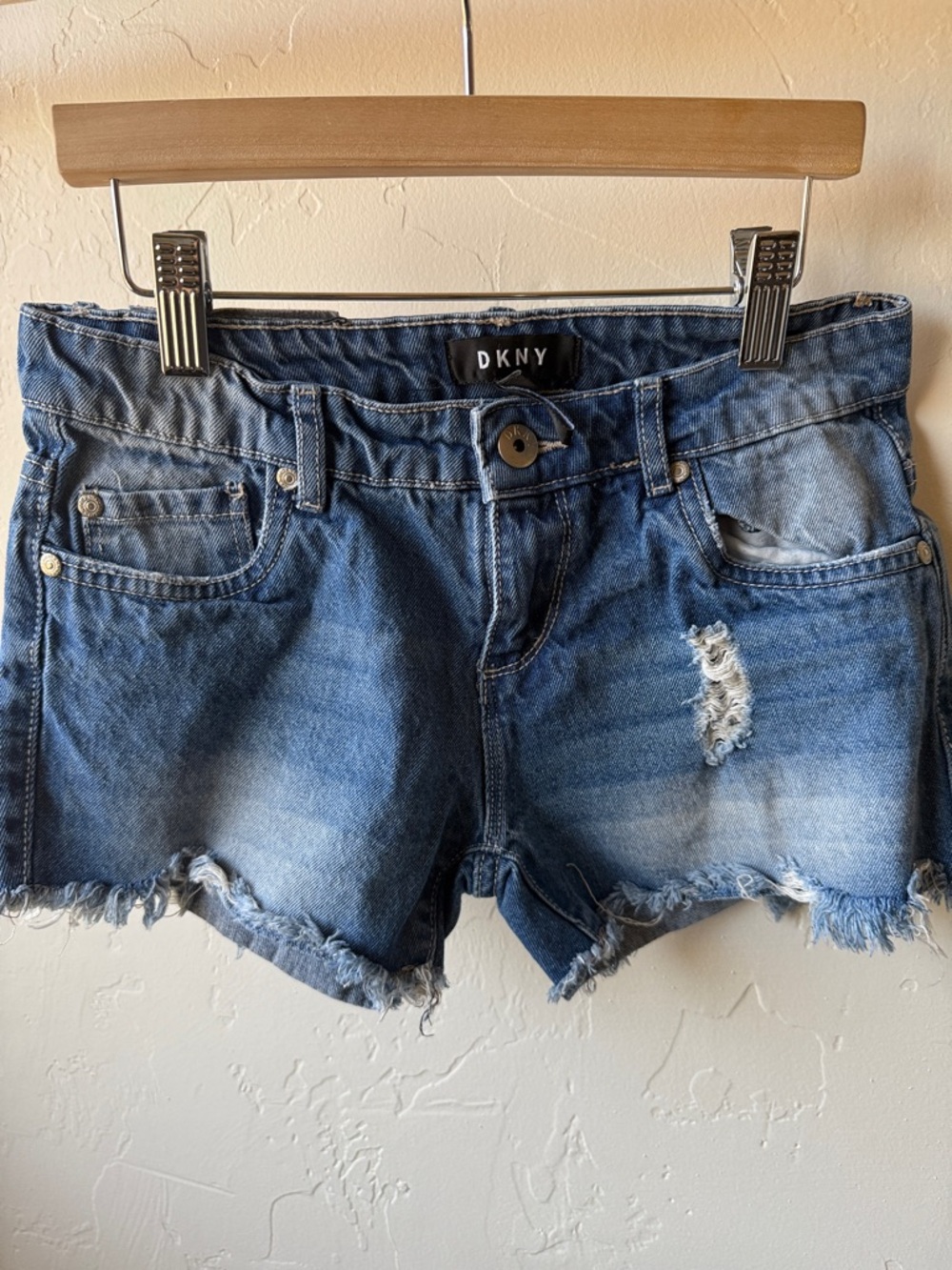DKNY Blue Denim Distressed Girls S 12 Jean Shorts
